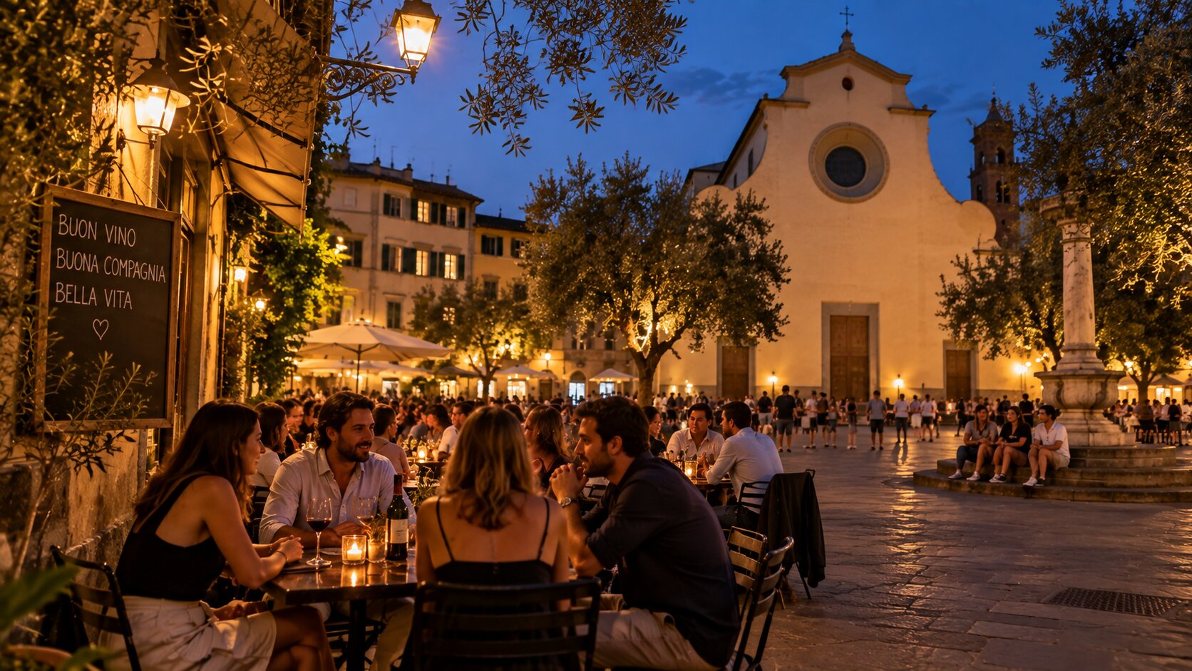 Evening in Piazza Santo Spirito