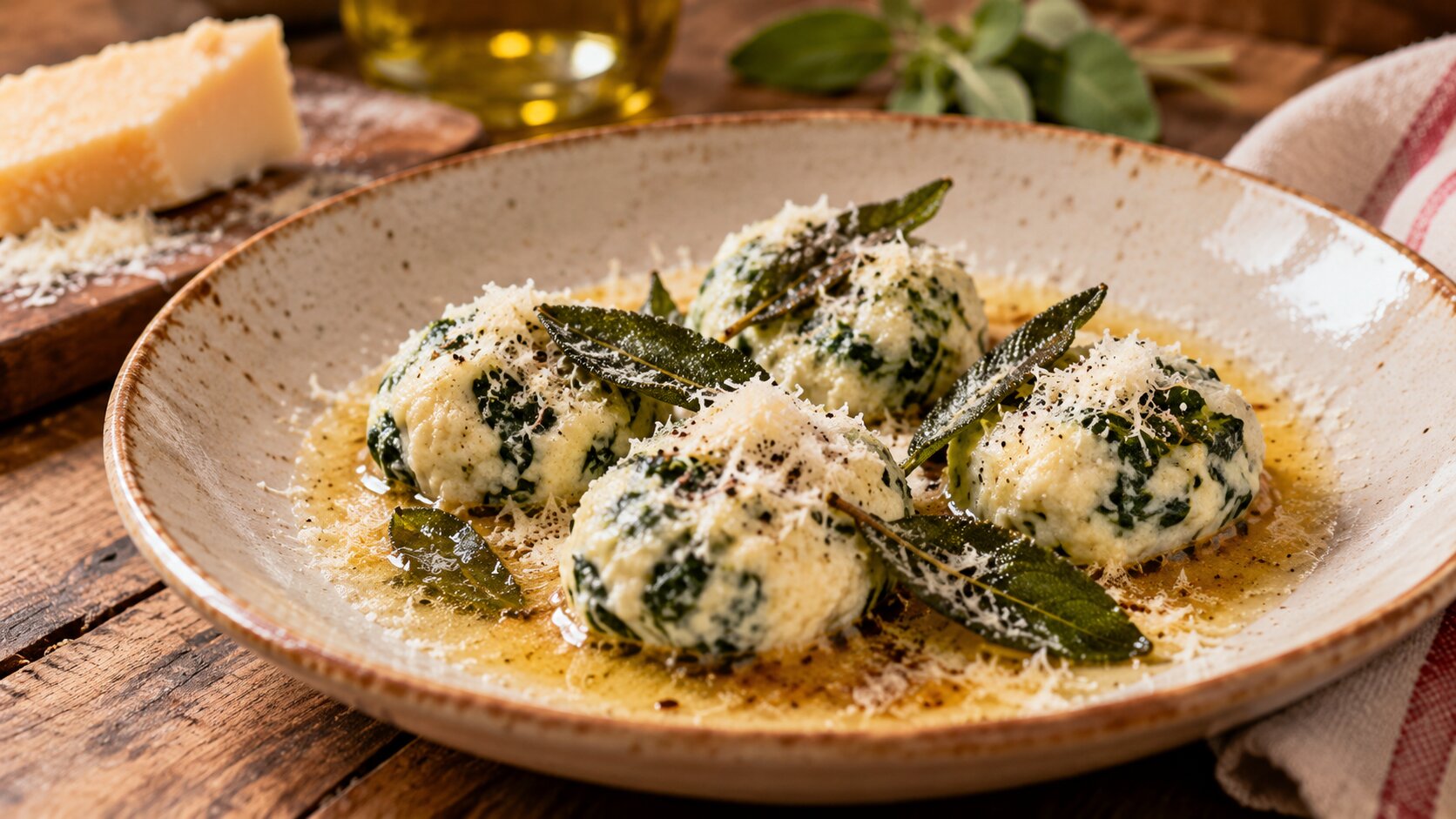 Tuscan gnudi with sage butter