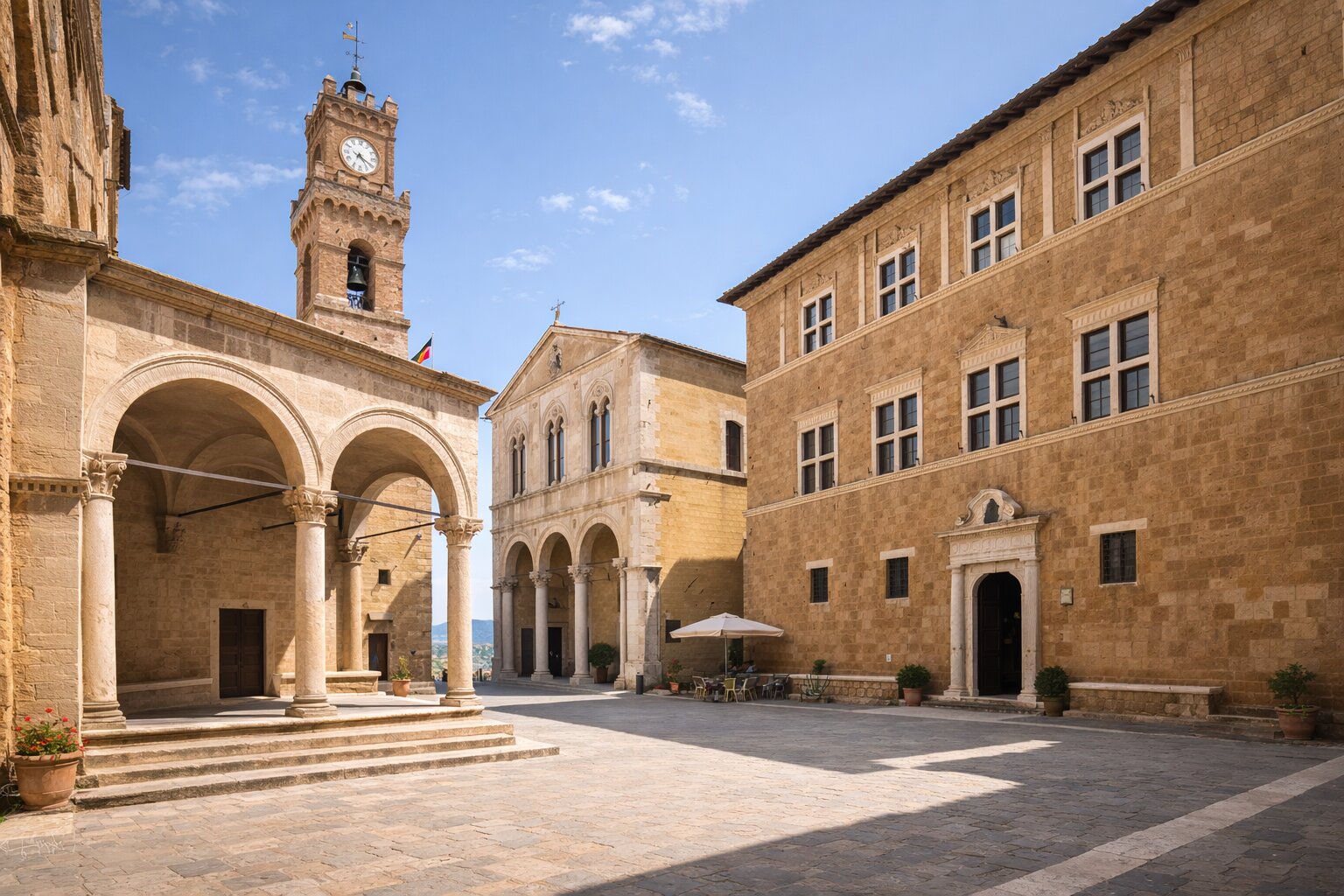Historic Renaissance square in Pienza, Val d’Orcia