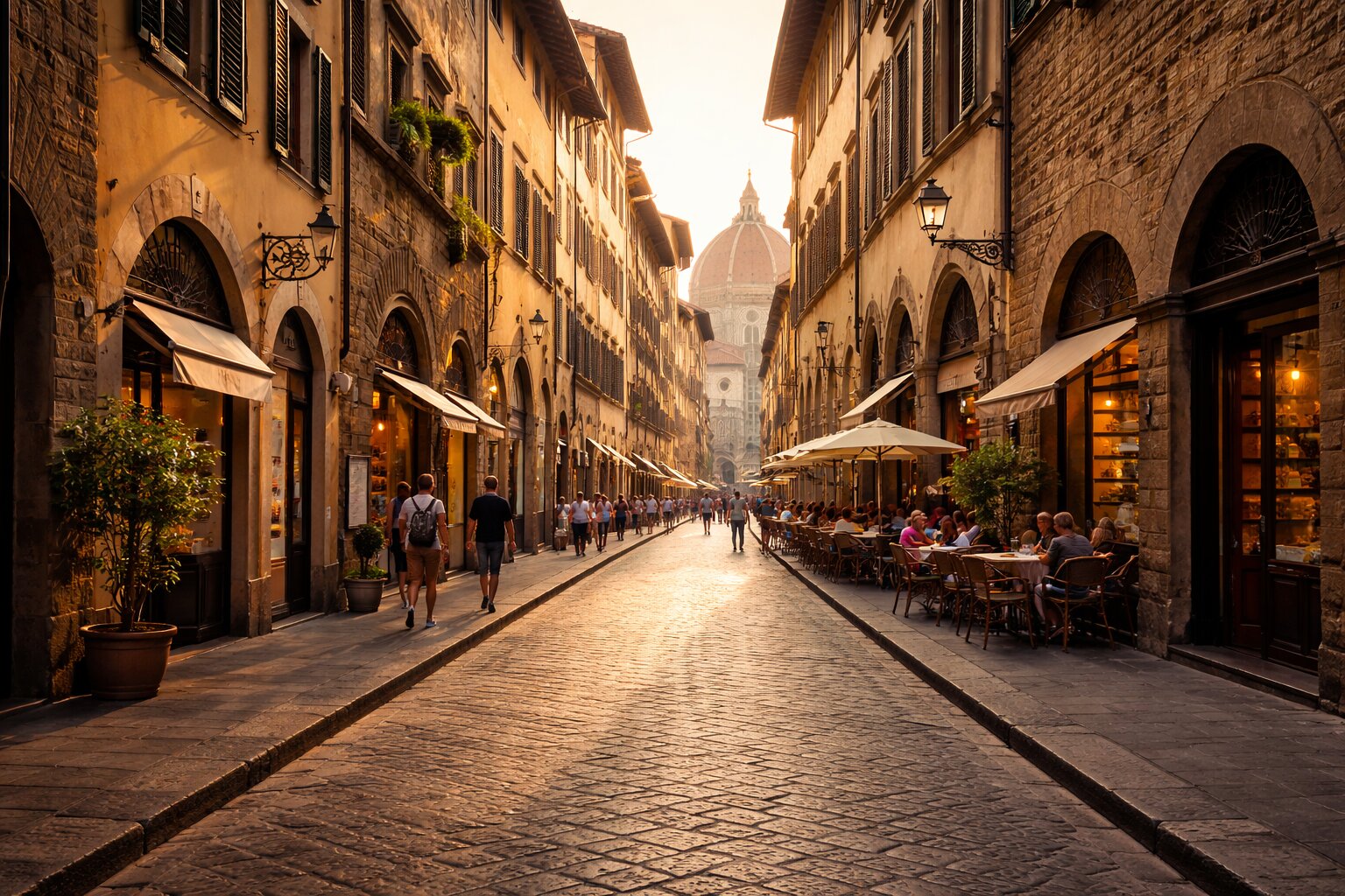 florence sightseeing view of historic street in Florence city center