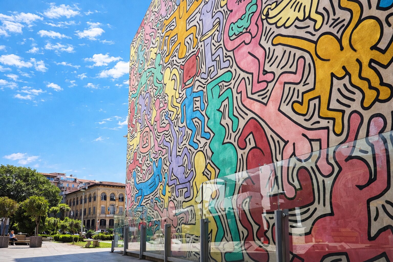 pisa day trip from florence Keith Haring Tuttomondo mural in Pisa