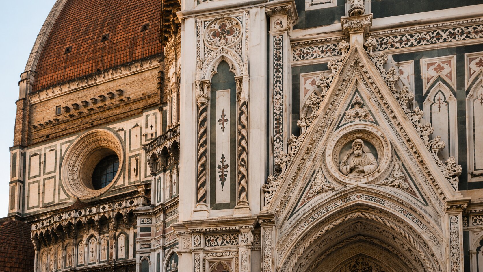 architectural details of Florence Cathedral facade