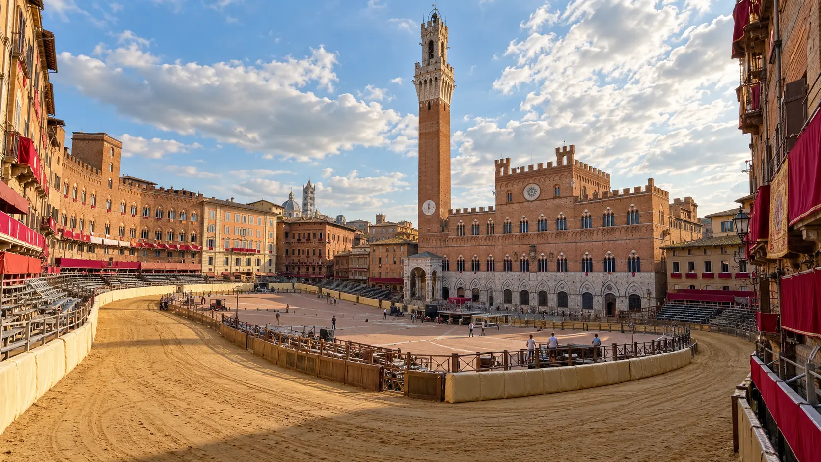 Piazza del Campo in Siena prepared for the Palio horse race