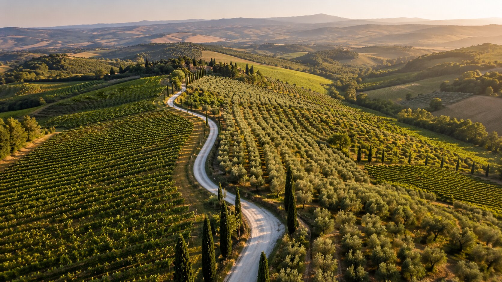 Scenic road through the Chianti countryside