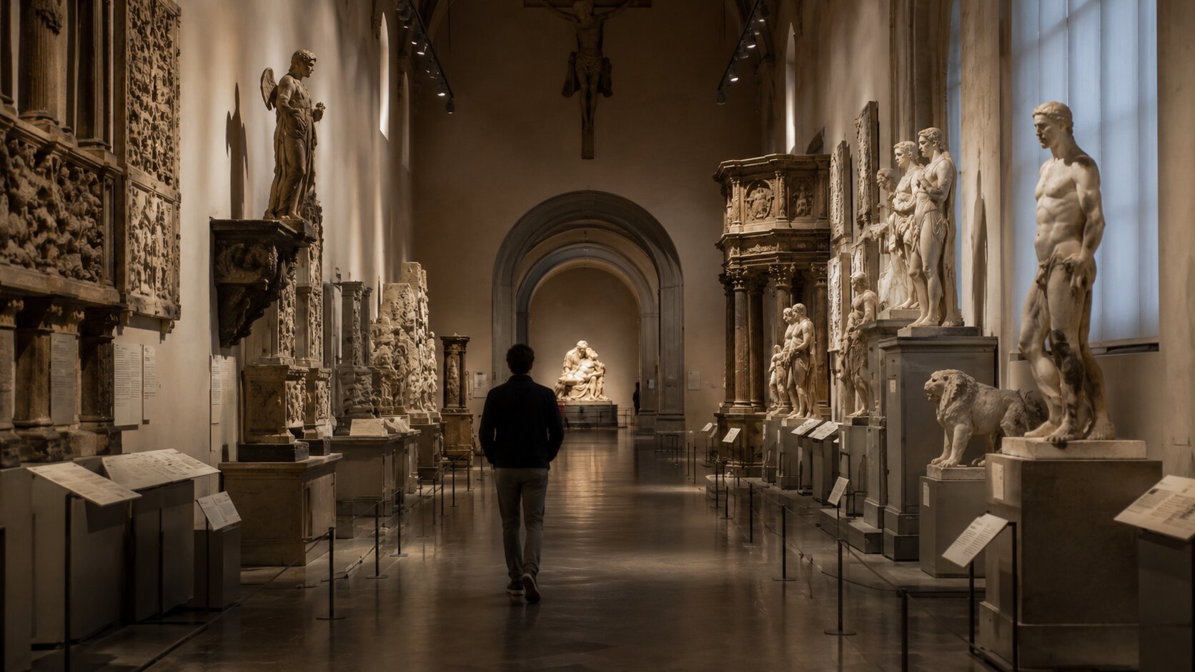 Visitor inside the Opera del Duomo Museum