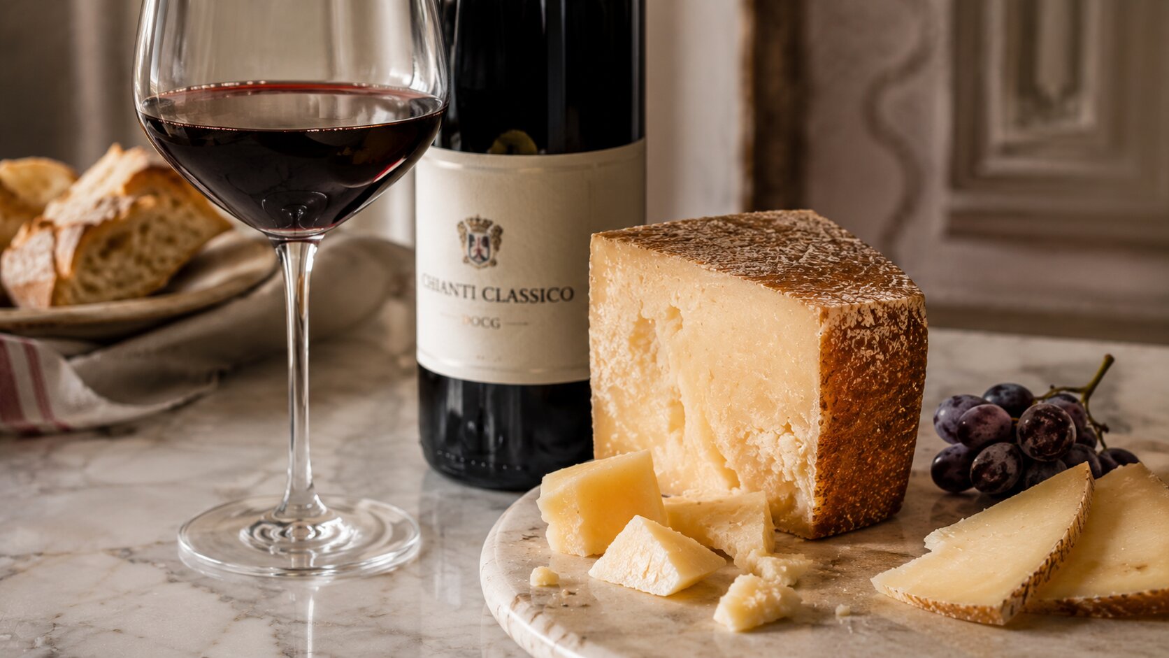 Tuscan cheese paired with red wine