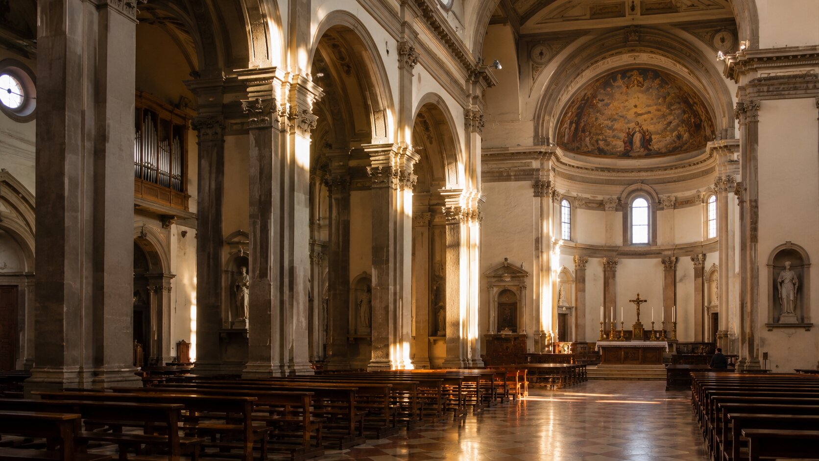 Interior of Santa Trinità church in Florence