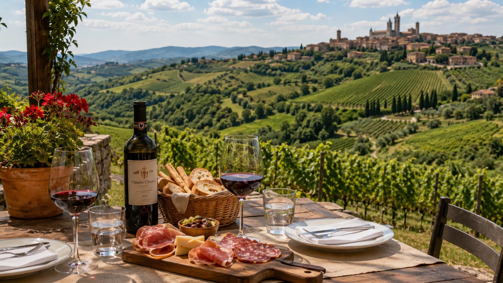 Winery lunch in the Tuscan countryside near Florence