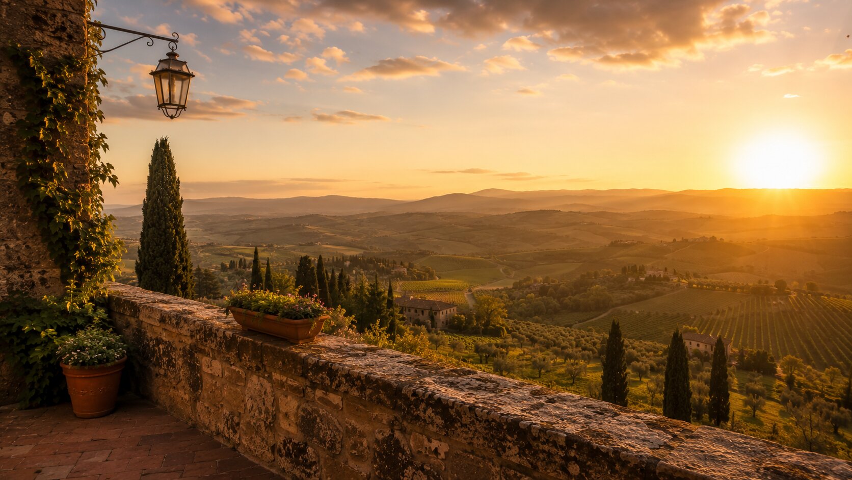Golden hour view from San Gimignano