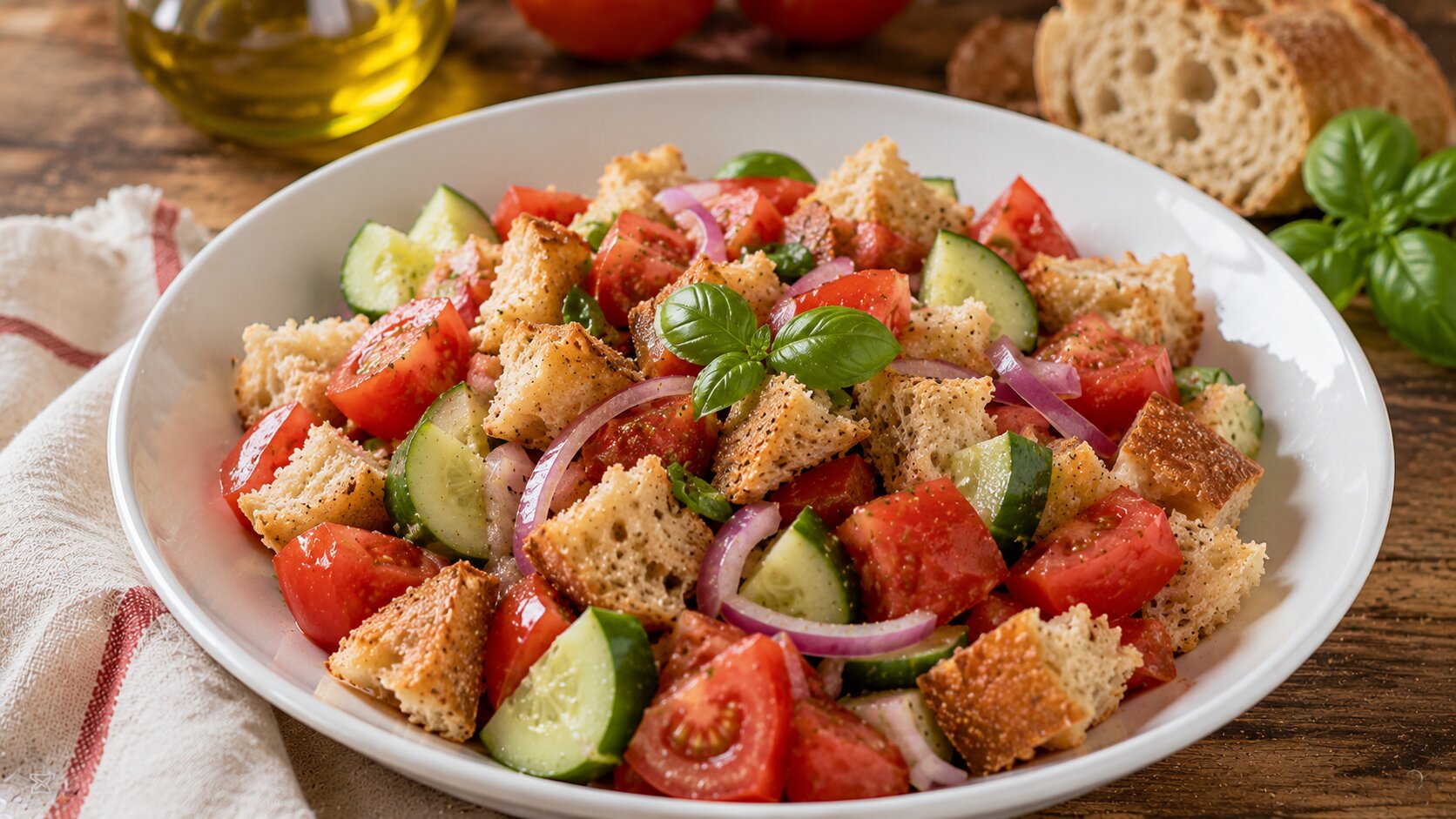 Traditional Tuscan panzanella salad