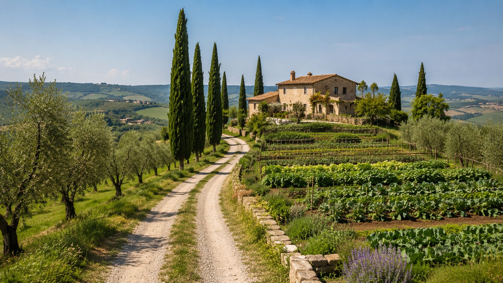 Traditional Tuscan farmhouse in the countryside