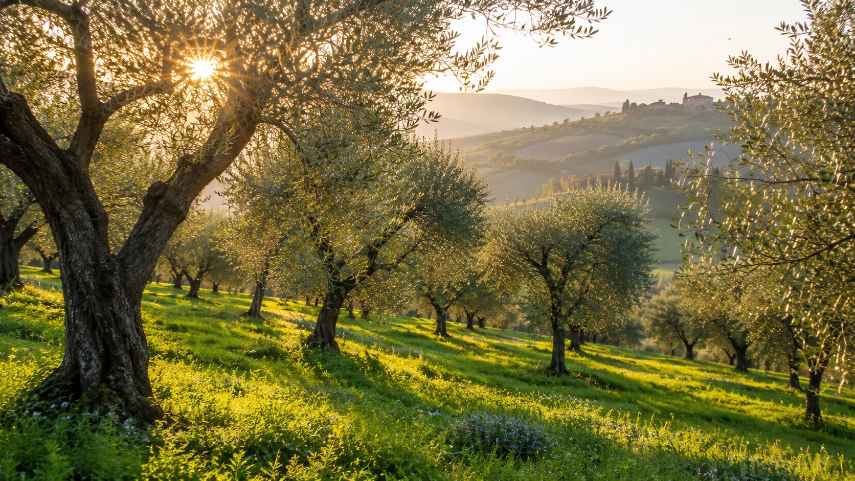 Olive grove in Tuscany during spring