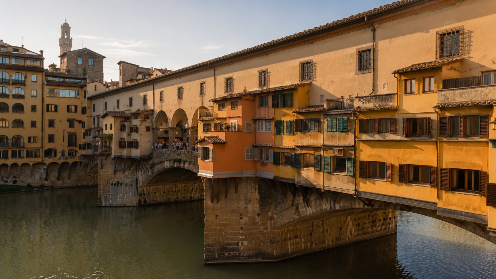 View of the Vasari Corridor above Ponte Vecchio