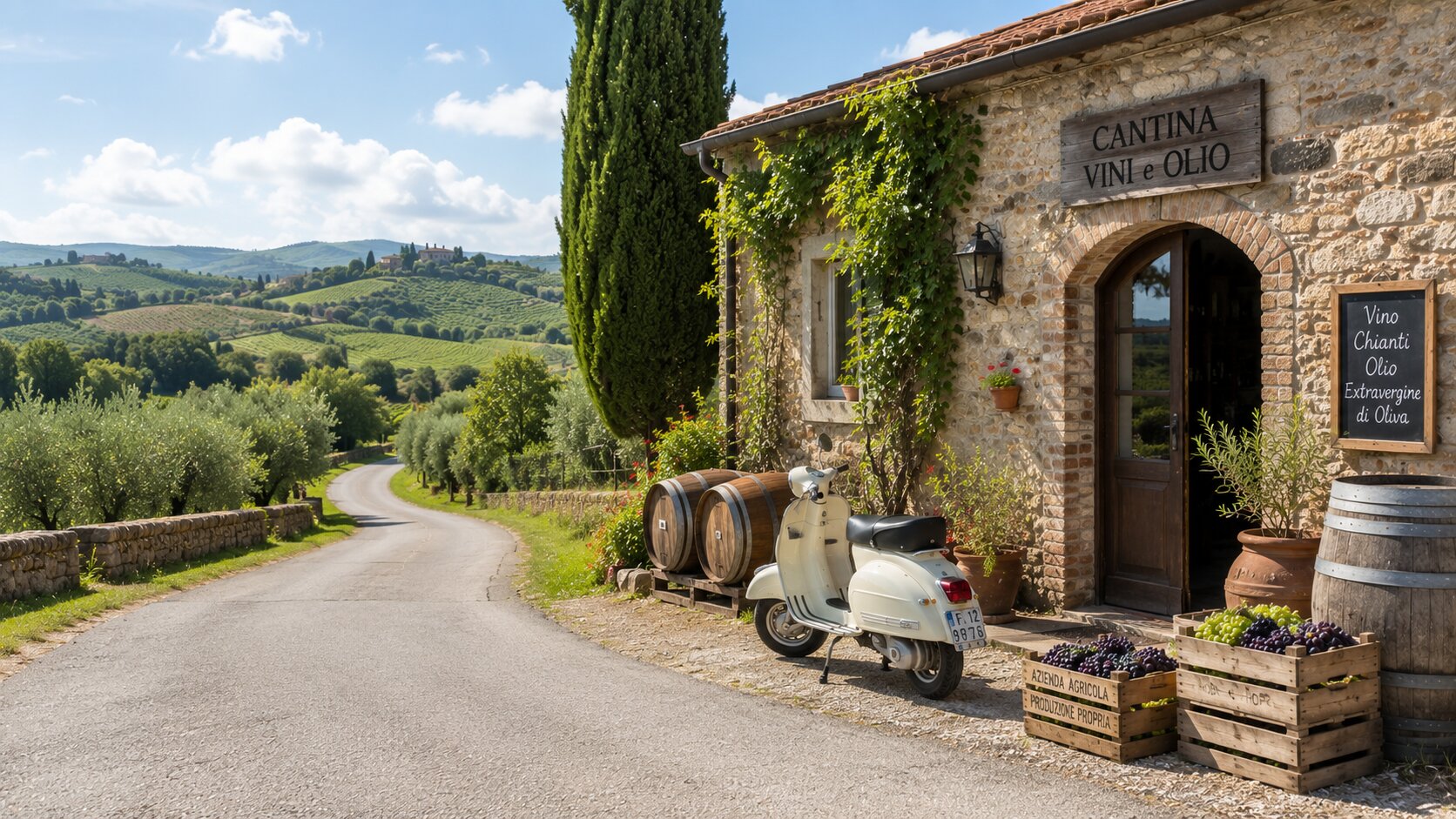 vespa-stone-winery-chianti-road