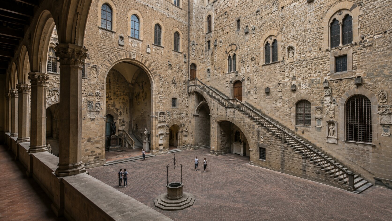 Quiet courtyard inside the Bargello Museum in Florence