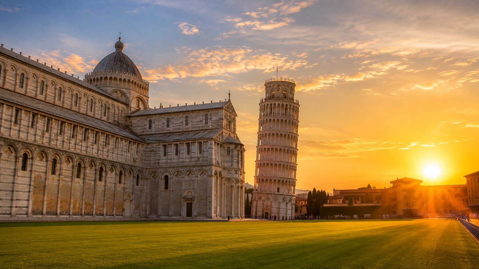 Piazza dei Miracoli at sunset