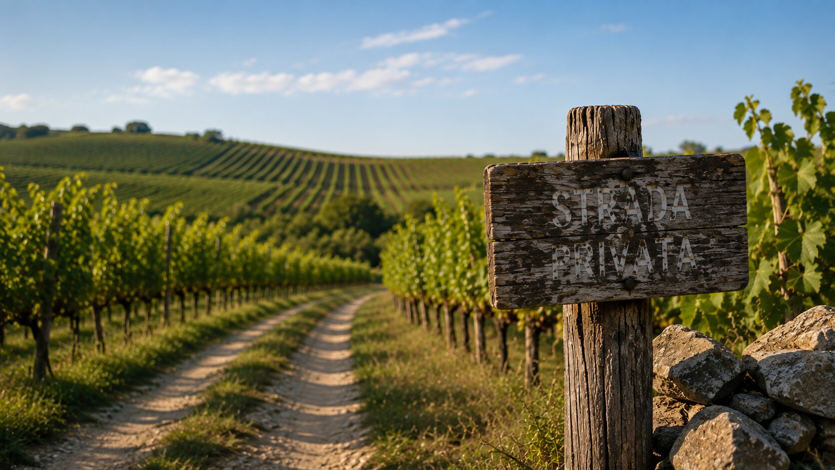 Private dirt road through the vineyards of Chianti