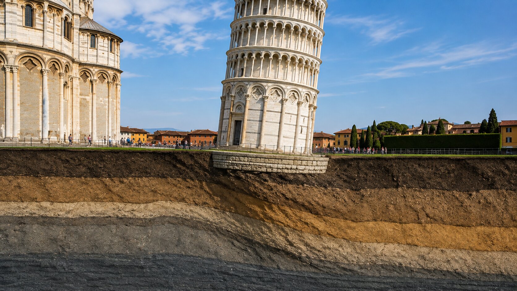 Ground beneath the Leaning Tower of Pisa