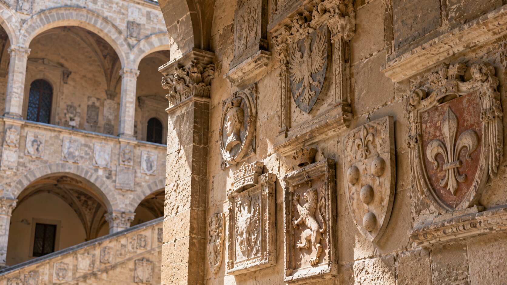 Historic coats of arms inside the Bargello