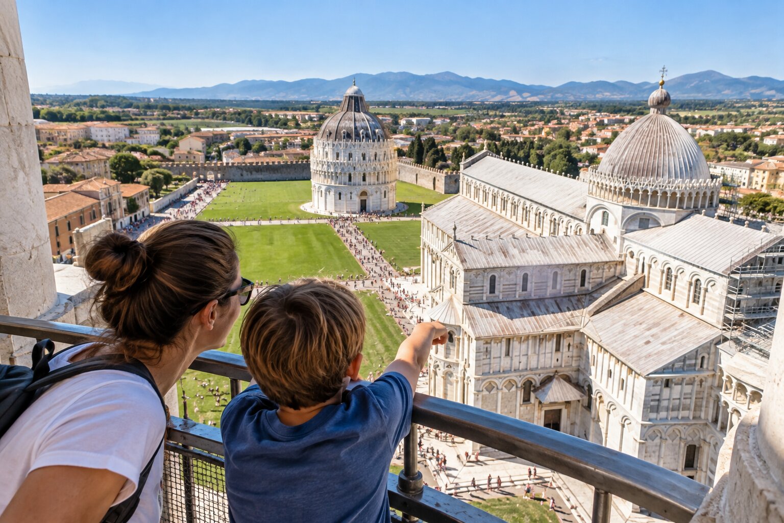 Child overlooking Pisa from the Leaning Tower