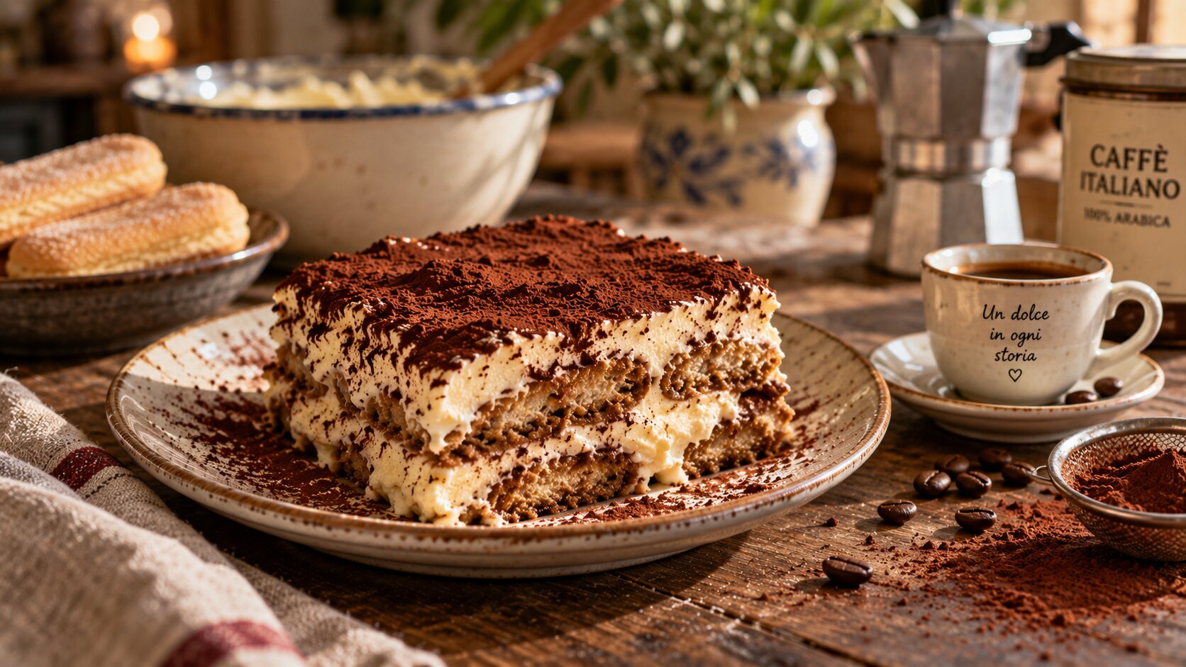 Traditional tiramisu made in a Tuscan cooking class