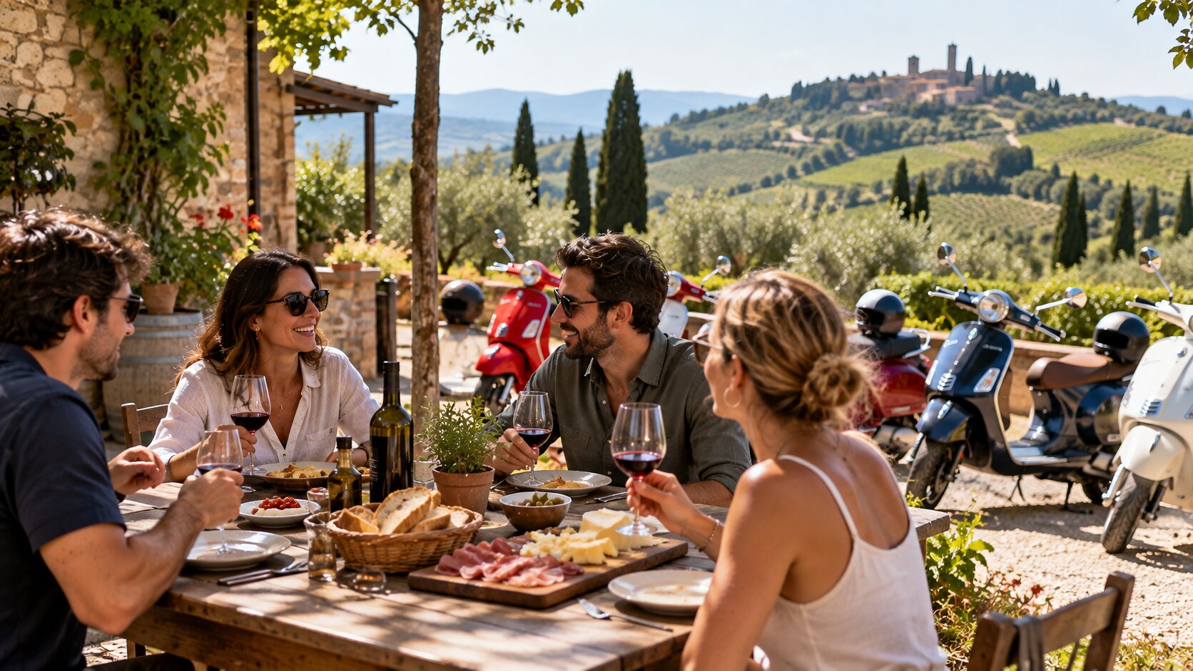 Vespa tour food and wine stop in Tuscany